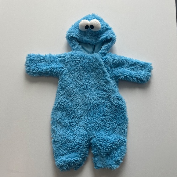 POTTERY BARN KIDS SESAME STREET COOKIE MONSTER COSTUME SIZE 0-6 MONTHS - Picture 3 of 11